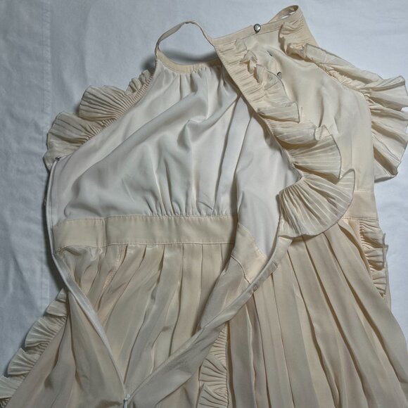Tibi New York Ruffled Crepe de Chine Silk Halter Midi Dress Ivory White Size 10 - Picture 12 of 15